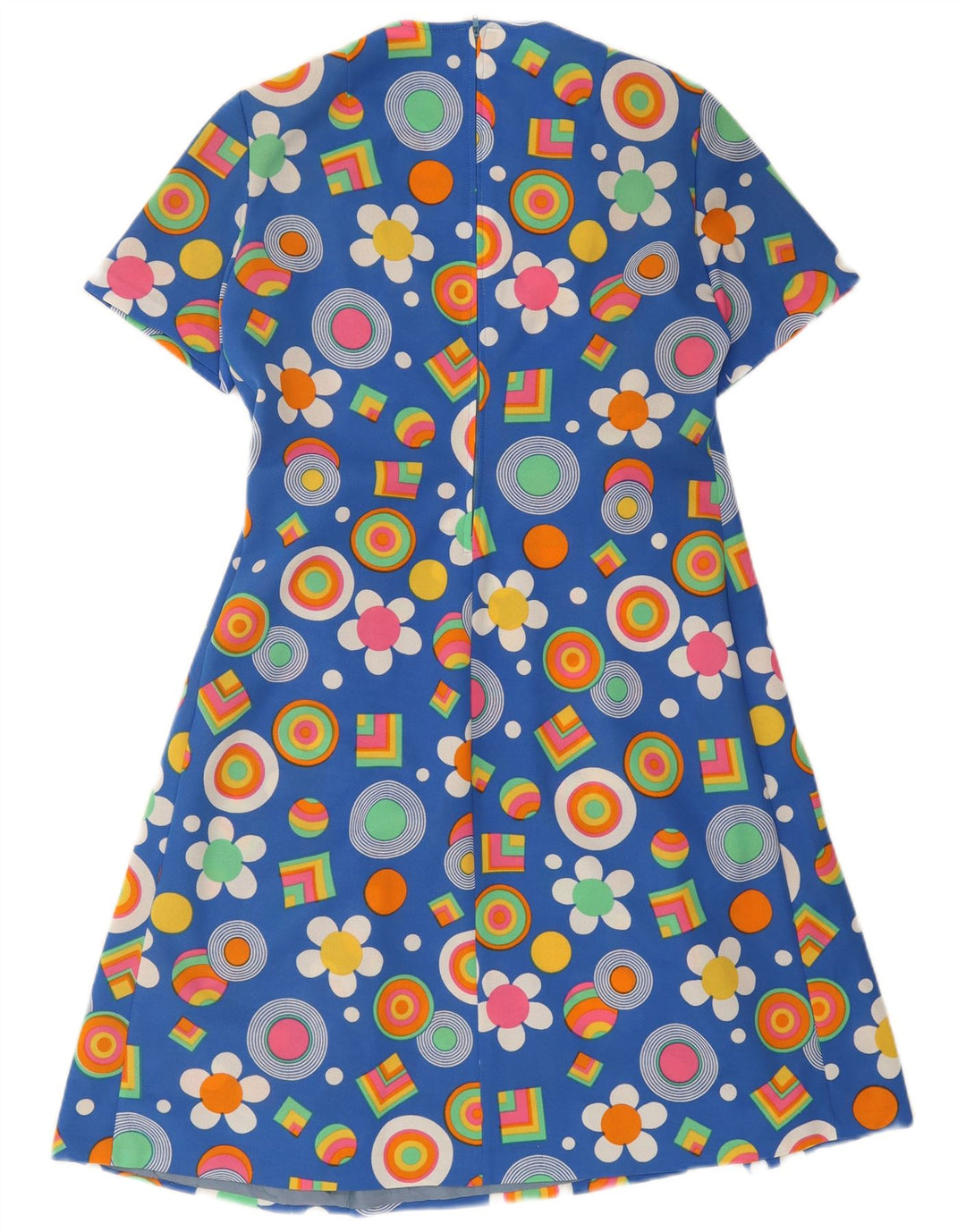 Vintage Womens A-Line Dress UK 12 Medium Blue Floral