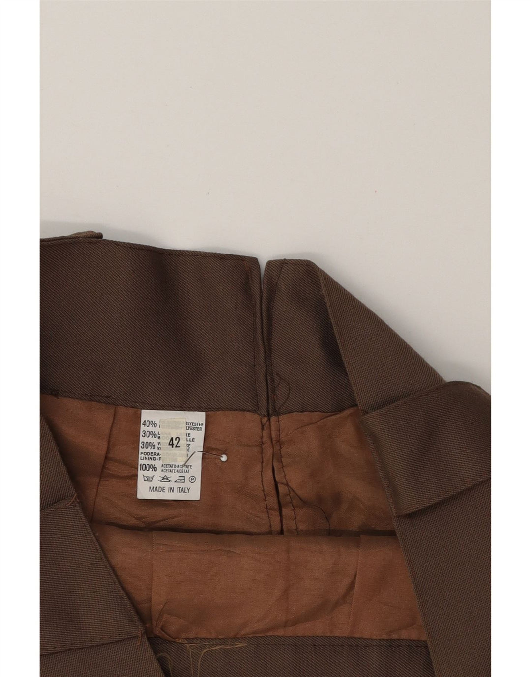 VINTAGE Womens High Waist Pencil Skirt IT 42 Medium W26 Brown Polyester Vintage Vintage and Second-Hand Vintage from Messina Hembry 