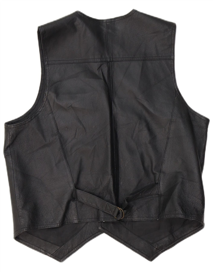 John F Gee Mens Leather Waistcoat Medium Black Leather