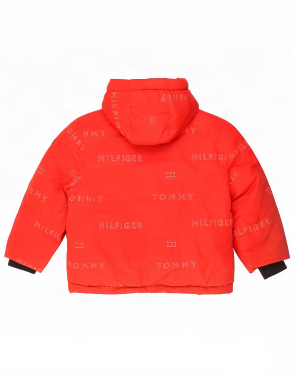 Tommy Hilfiger Boys Graphic Hooded Padded Jacket 3-4 Years Red Polyester