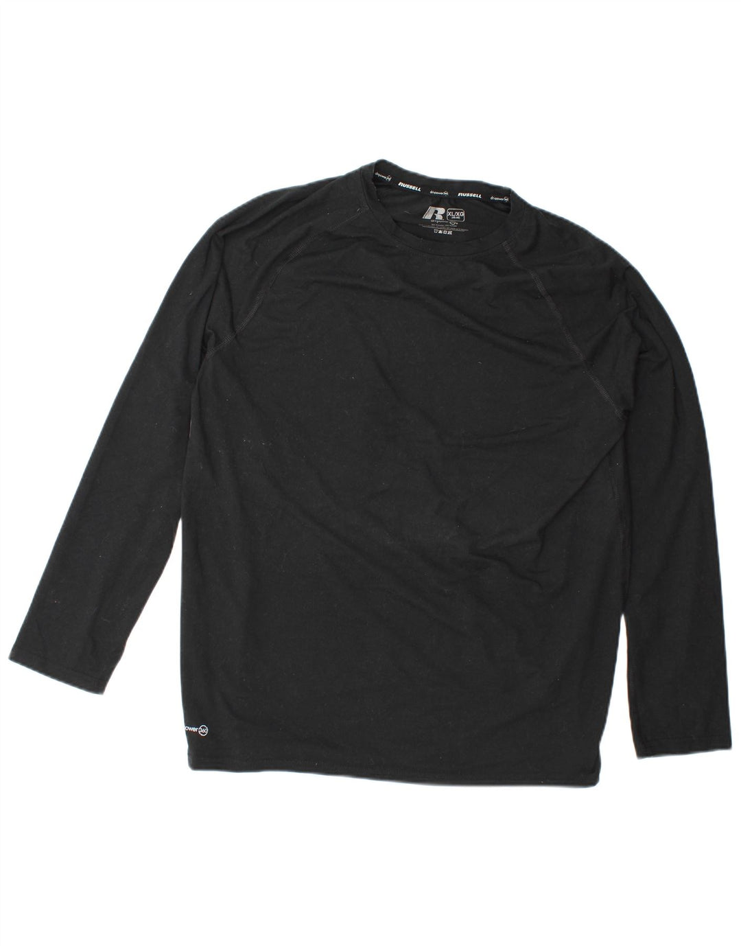 RUSSELL ATHLETIC Mens Dri-Power Top Long Sleeve XL Black Polyester