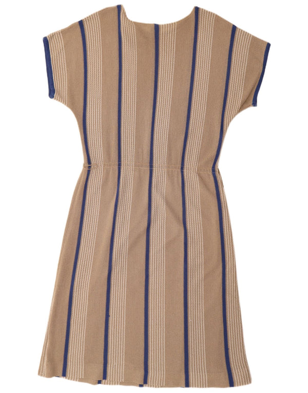 Vintage Womens Short Sleeves Jumper Dress IT 44 Medium Beige Striped