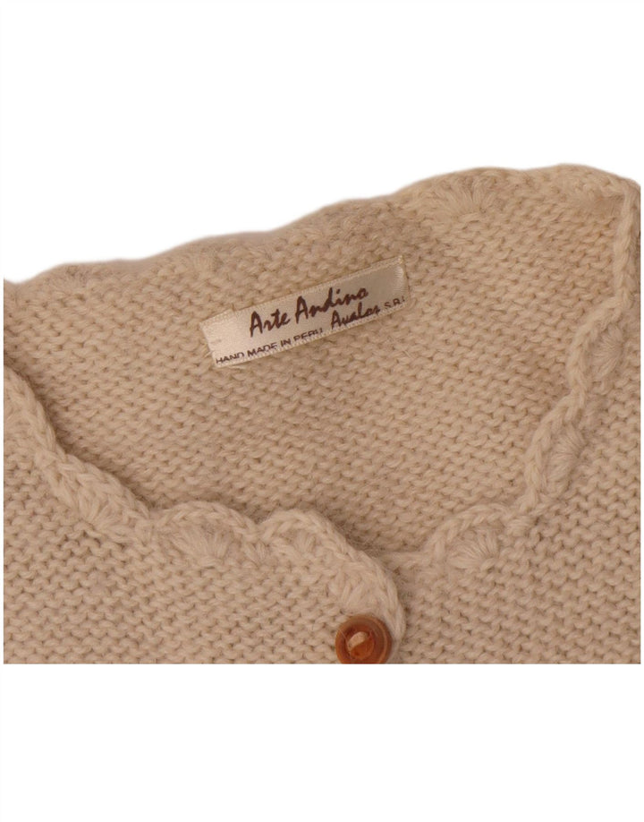 Vintage Womens Crop Cardigan Sweater UK 14 Medium Beige