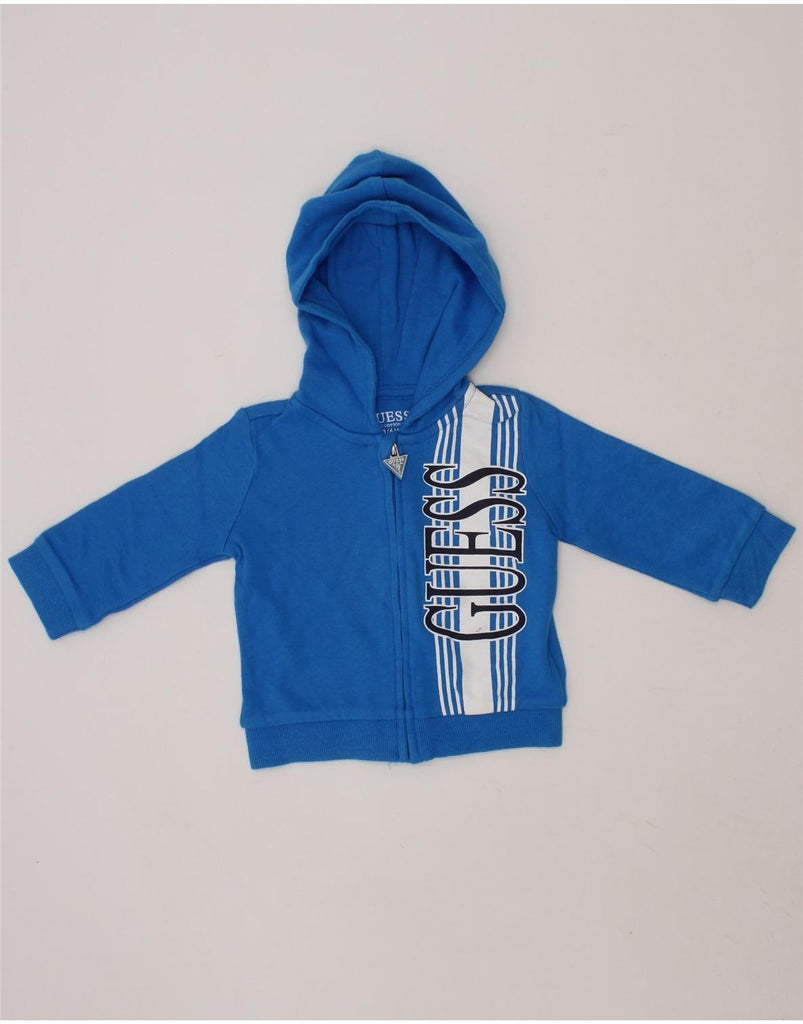 GUESS Baby Boys Graphic Zip Hoodie Sweater 3-6 Months Blue Cotton Vintage Guess and Second-Hand Guess from Messina Hembry 