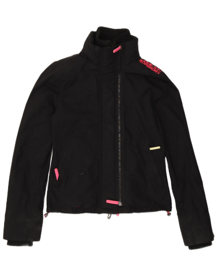 Superdry Womens The Windcheater Windbreaker Jacket UK 6 XS Black Nylon