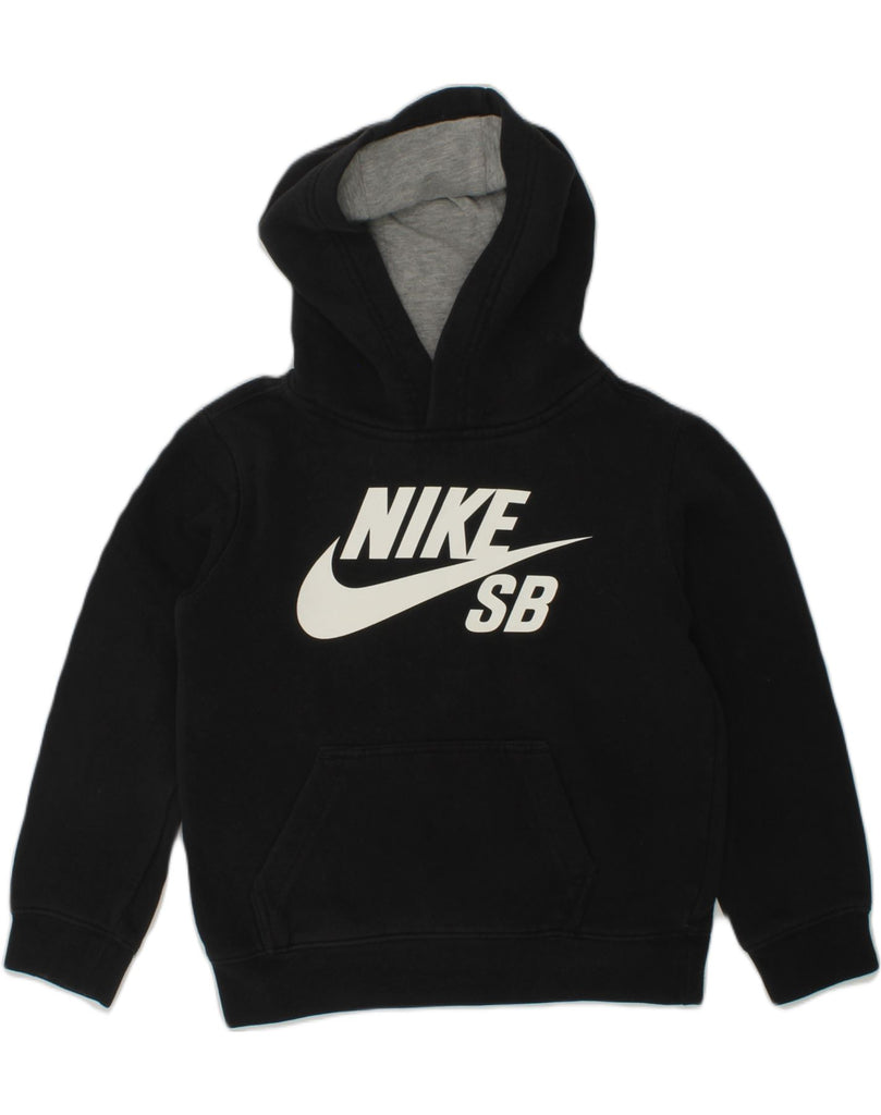 NIKE Girls Graphic Hoodie Jumper 4-5 Years Small  Black Cotton | Vintage Nike | Thrift | Second-Hand Nike | Used Clothing | Messina Hembry 