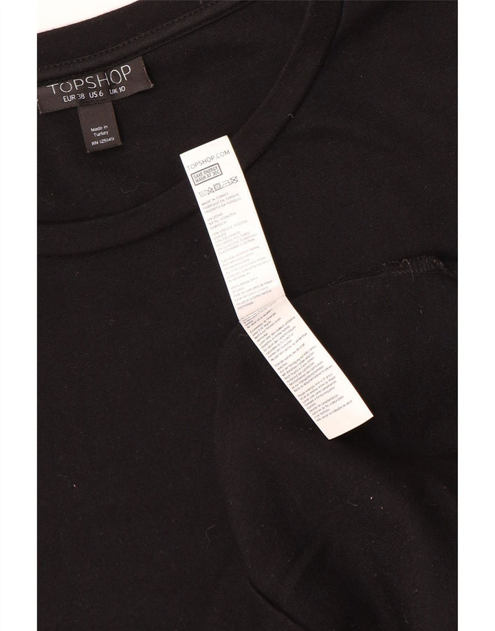 Topshop Womens Sheath Dress UK 10 Small  Black Viscose