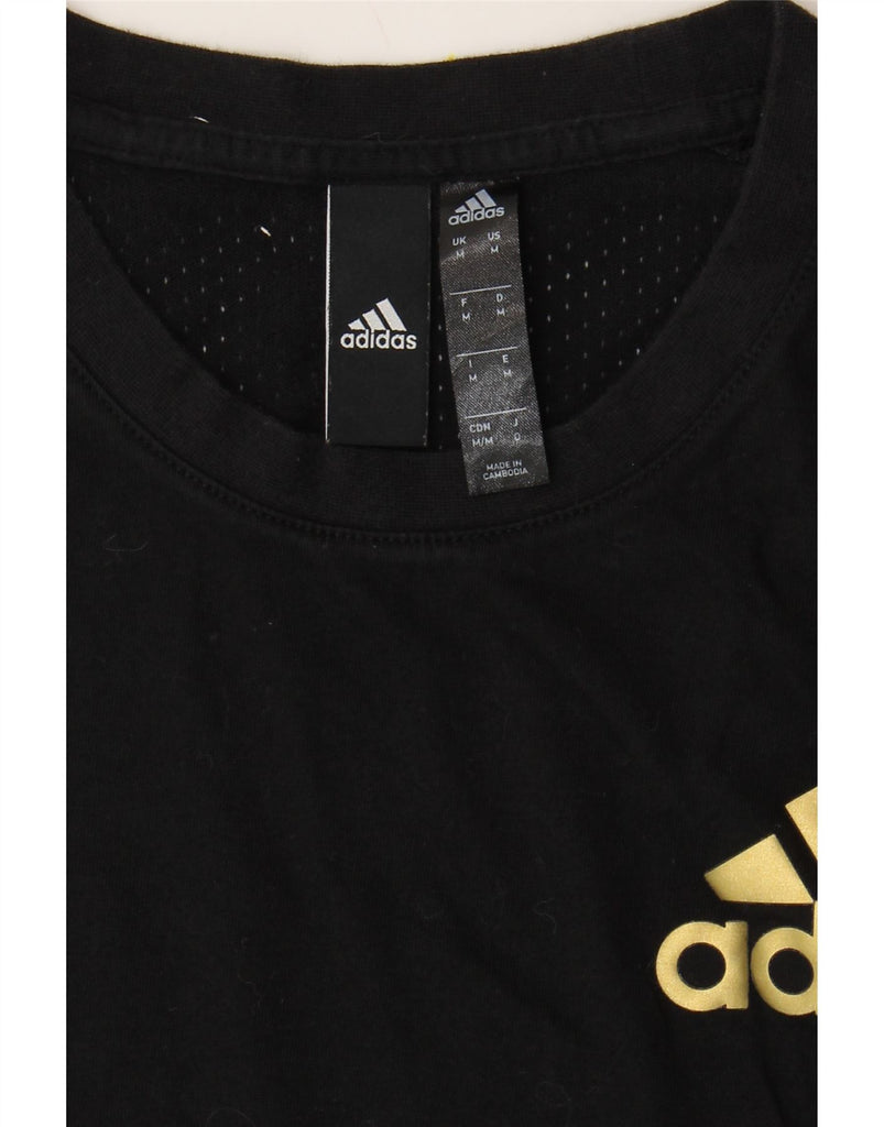 ADIDAS Mens Graphic T-Shirt Top Medium Black Cotton Vintage Adidas and Second-Hand Adidas from Messina Hembry 