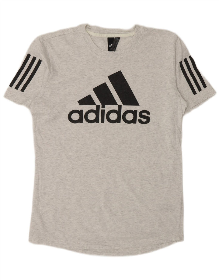 Adidas Mens Graphic T-Shirt Top Small Grey Flecked Cotton