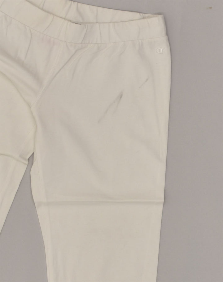 CHAMPION Womens Capri Tracksuit Trousers UK 10 Small Off White | Vintage Champion | Thrift | Second-Hand Champion | Used Clothing | Messina Hembry 