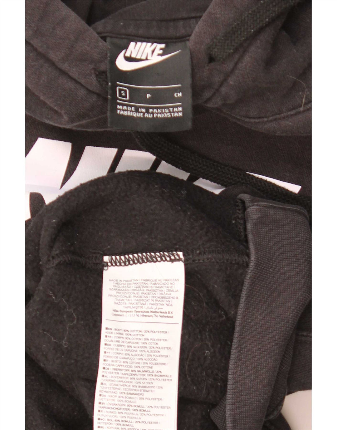 Nike Mens Graphic Hoodie Jumper Small Black Cotton