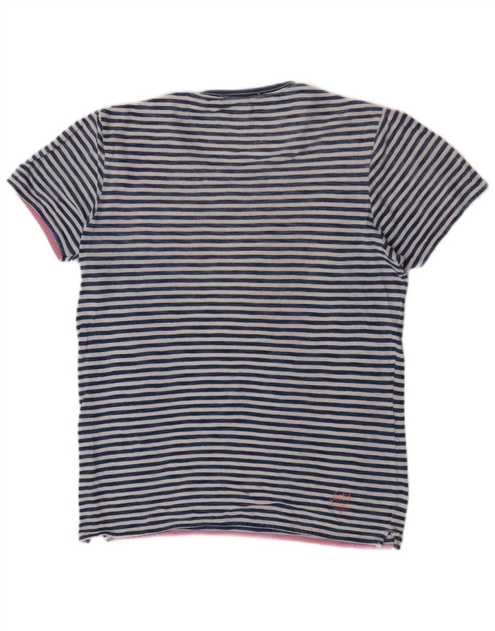 Scotch & Soda Mens T-Shirt Top Medium Blue Striped Cotton Classic