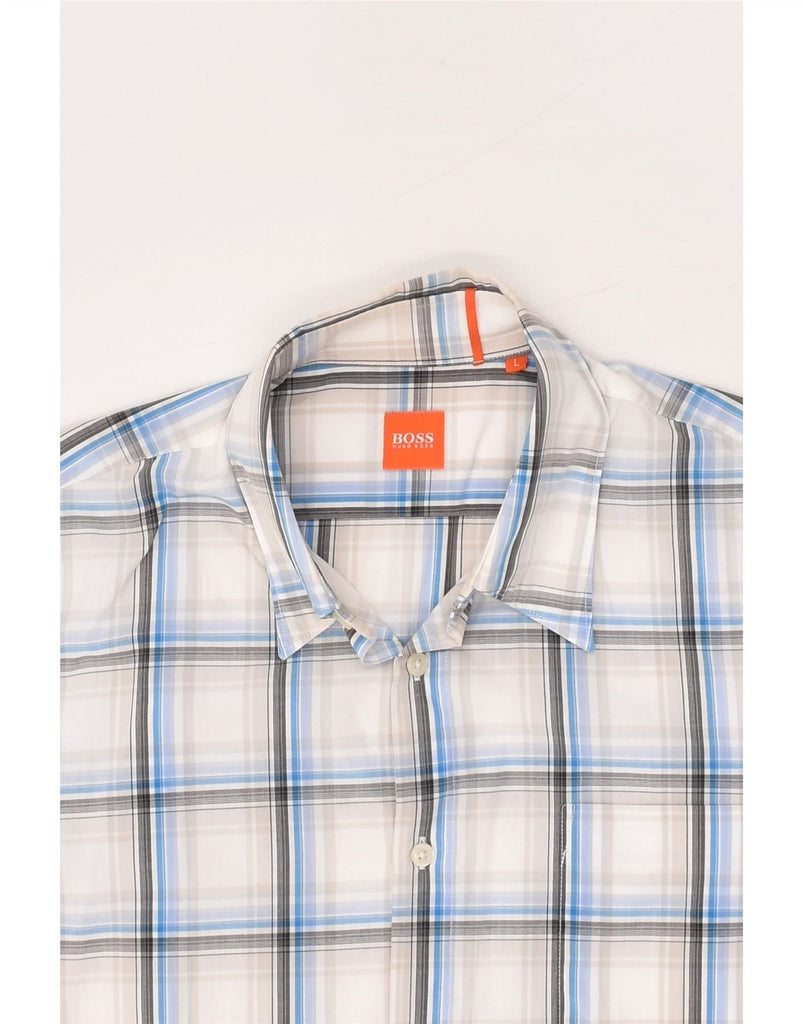 HUGO BOSS Mens Shirt Large Grey Check Cotton Vintage Hugo Boss and Second-Hand Hugo Boss from Messina Hembry 