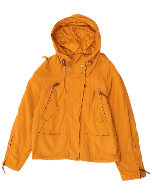 Zara Womens Hooded Loose Fit Windbreaker Jacket UK 6 XS Yellow Polyester