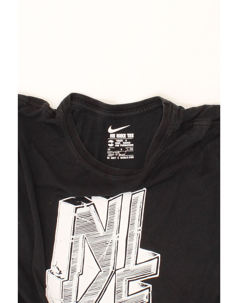 NIKE Mens Graphic T-Shirt Top 2XL Black Vintage Nike and Second-Hand Nike from Messina Hembry 