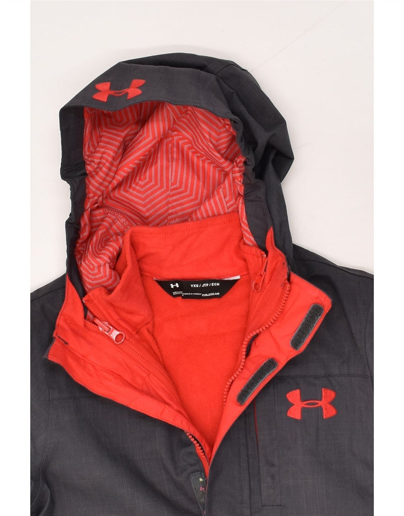 UNDER ARMOUR Boys Cold Gear Hooded Windbreaker Jacket 6-7 Years XS Grey | Vintage Under Armour | Thrift | Second-Hand Under Armour | Used Clothing | Messina Hembry 