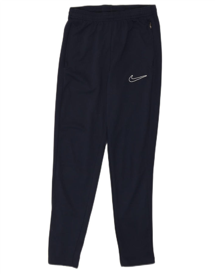 NIKE Boys Dri Fit Tracksuit Trousers 12-13 Years Large Navy Blue Polyester