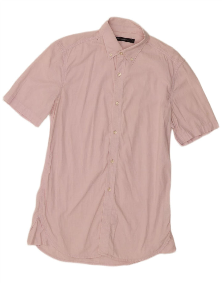 French Connection Mens Short Sleeve Shirt XS Pink Cotton
