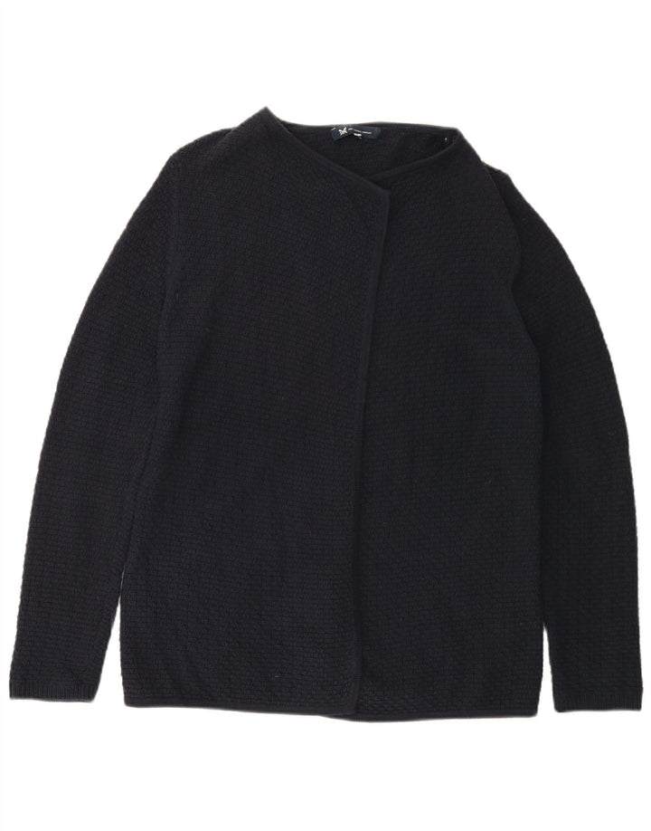 Crew Clothing Womens Open Cardigan Sweater UK 14 Medium Navy Blue Cotton