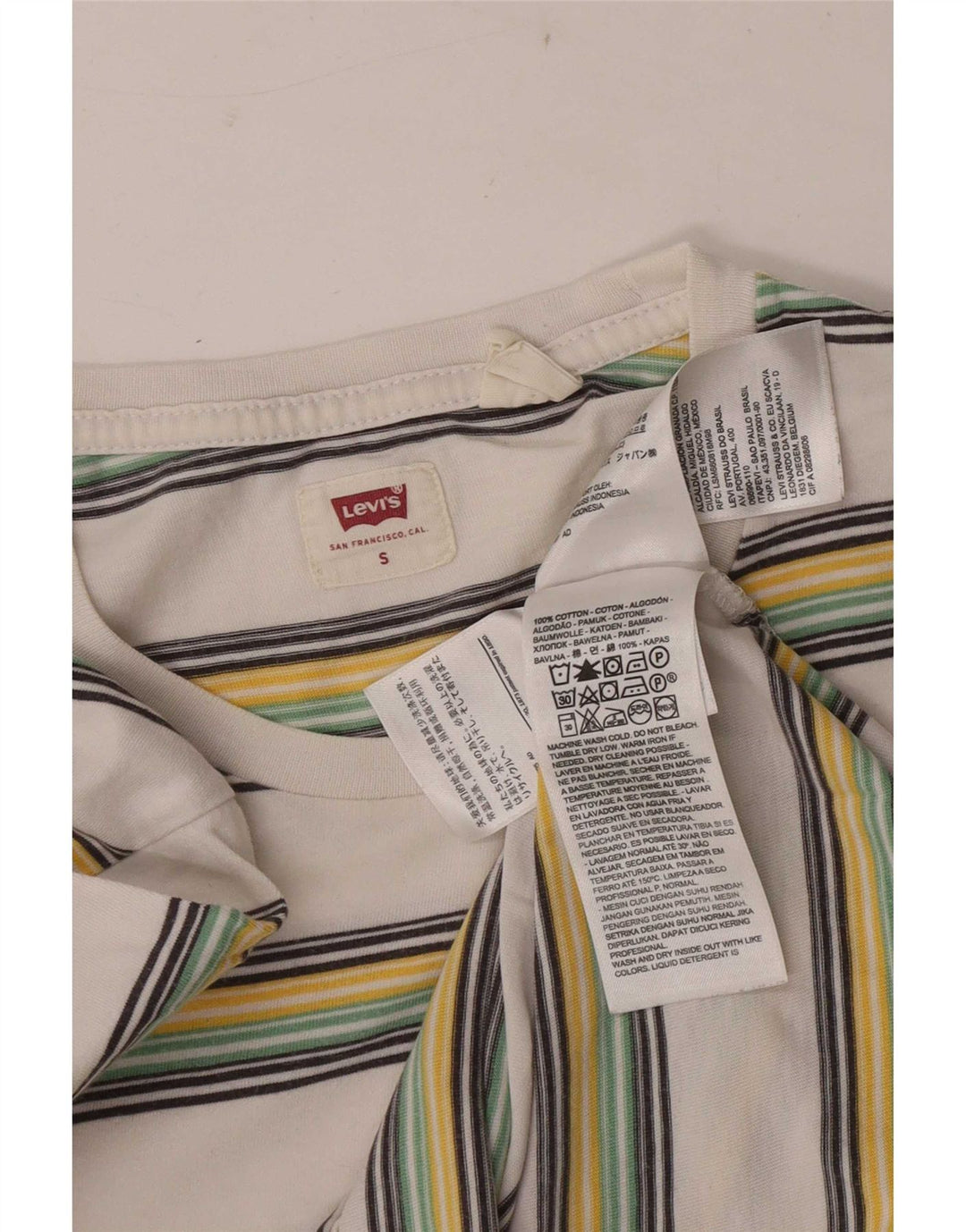 Levi's Mens T-Shirt Top Small White Striped Cotton