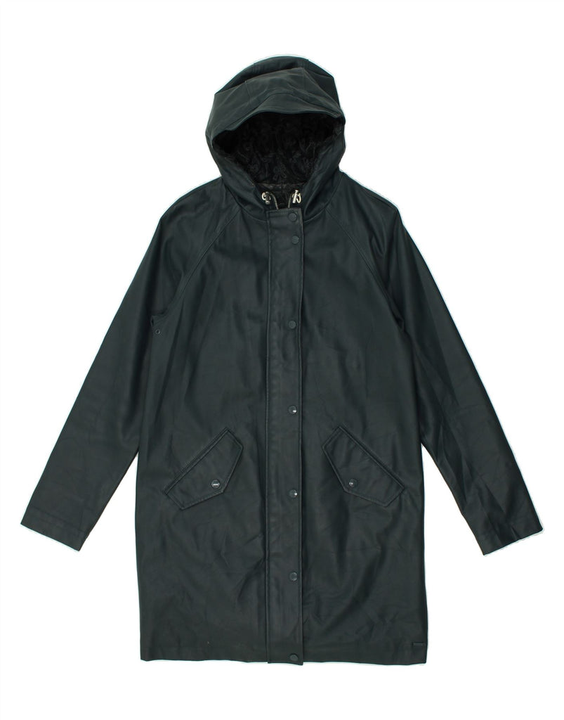 VINTAGE Womens Hooded Raincoat UK 10 Small Grey Polyurethane | Vintage Vintage | Thrift | Second-Hand Vintage | Used Clothing | Messina Hembry 