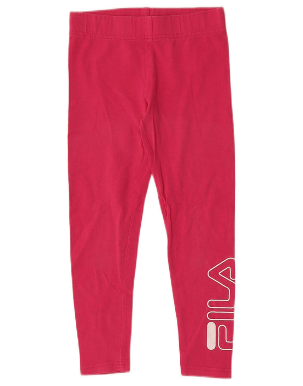 Fila Girls Graphic Leggings 7-8 Years Pink Cotton