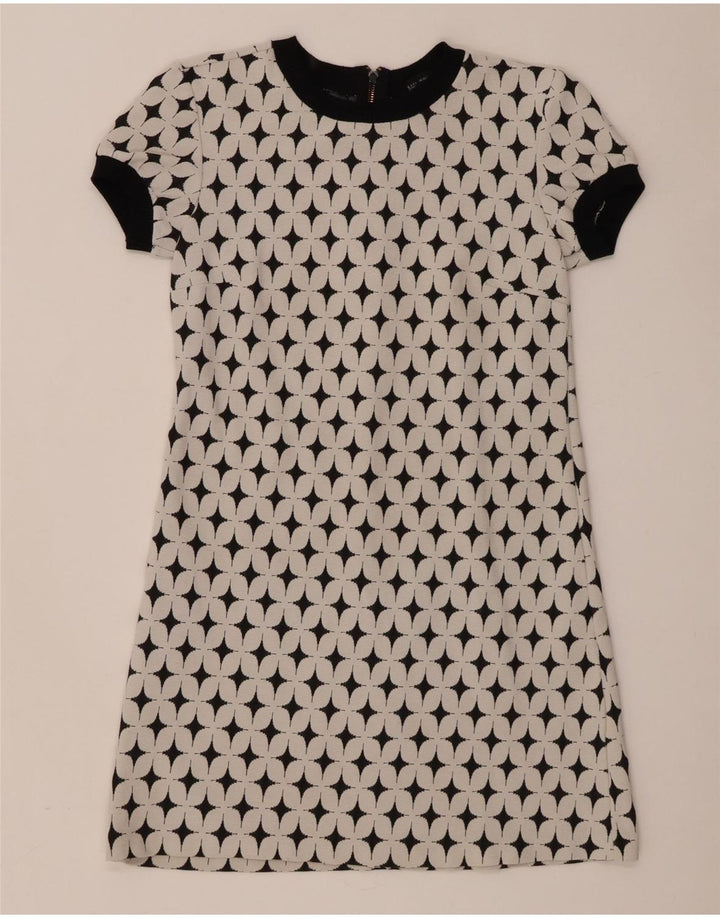 Zara Womens Abstract Pattern A-Line Dress UK 12 Medium White Cotton