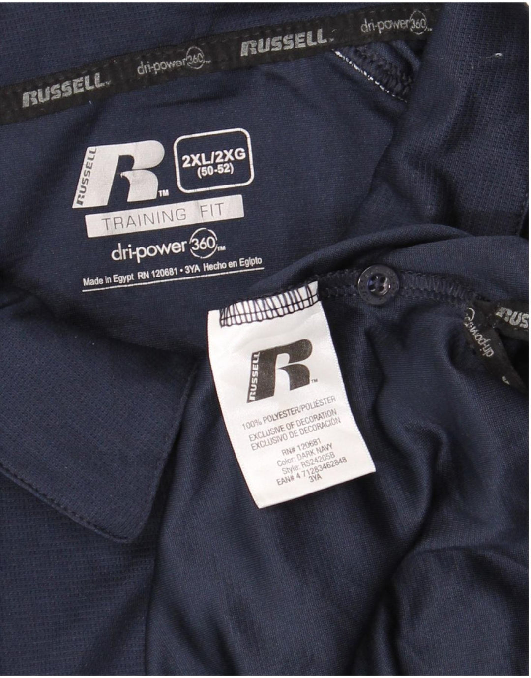 RUSSELL ATHLETIC Mens Polo Shirt UK 50/52 2XL Navy Blue Polyester