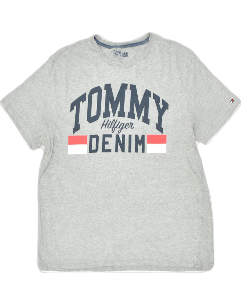 TOMMY HILFIGER Mens Graphic T-Shirt Top Medium Grey Cotton | Vintage | Thrift | Second-Hand | Used Clothing | Messina Hembry 