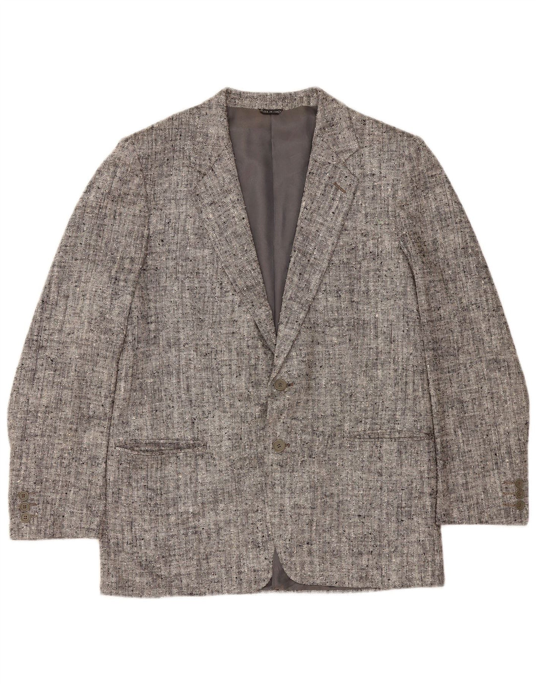 Lanifico Campore Mens 2 Button Blazer Jacket IT 50 Large Grey Flecked Silk