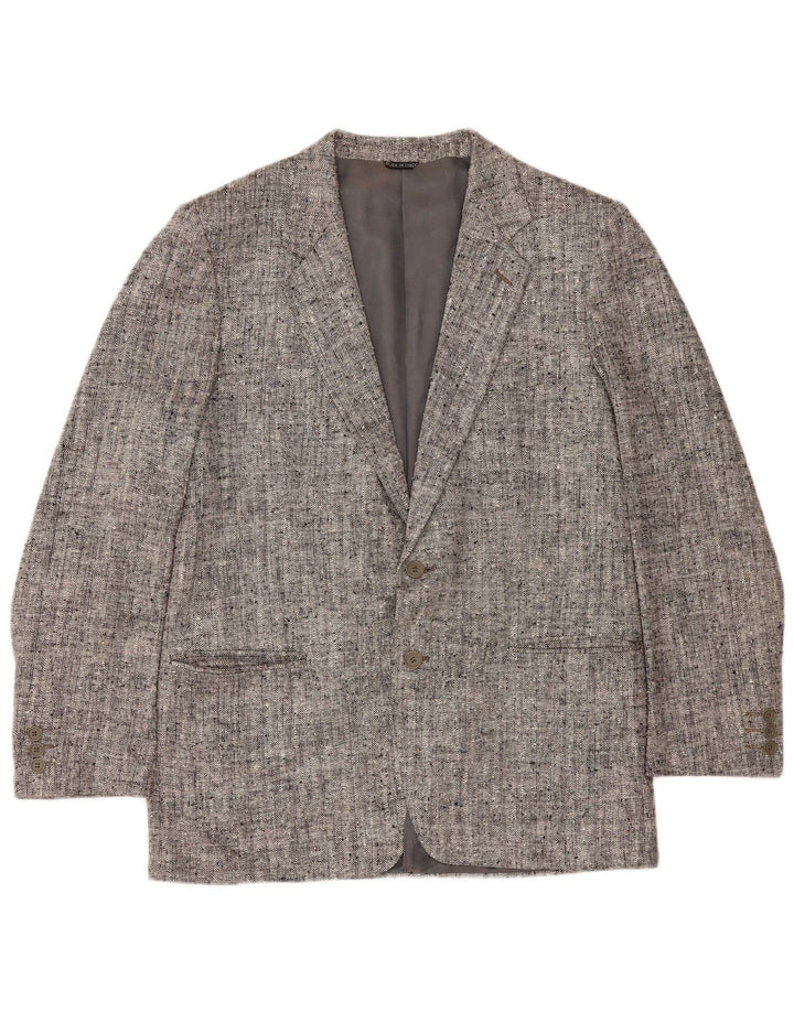 Lanifico Campore Mens 2 Button Blazer Jacket IT 50 Large Grey Flecked Silk