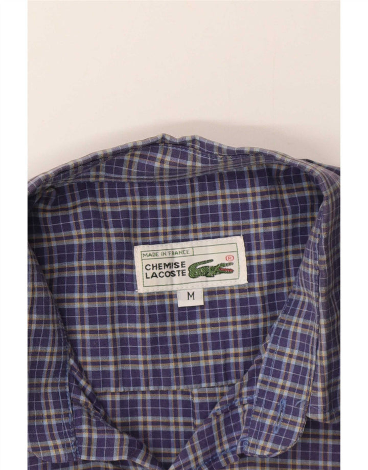 Lacoste Mens Short Sleeve Shirt Medium Navy Blue Check