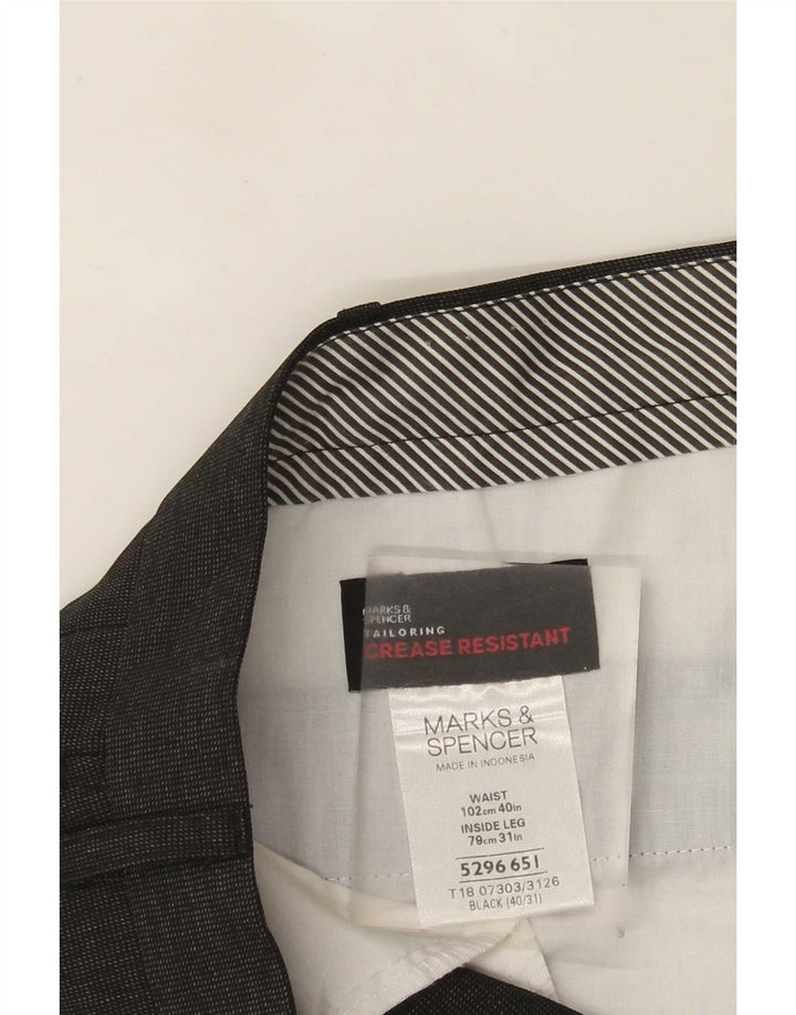 Marks & Spencer Mens Straight Suit Trousers W40 L31 Black Polyester