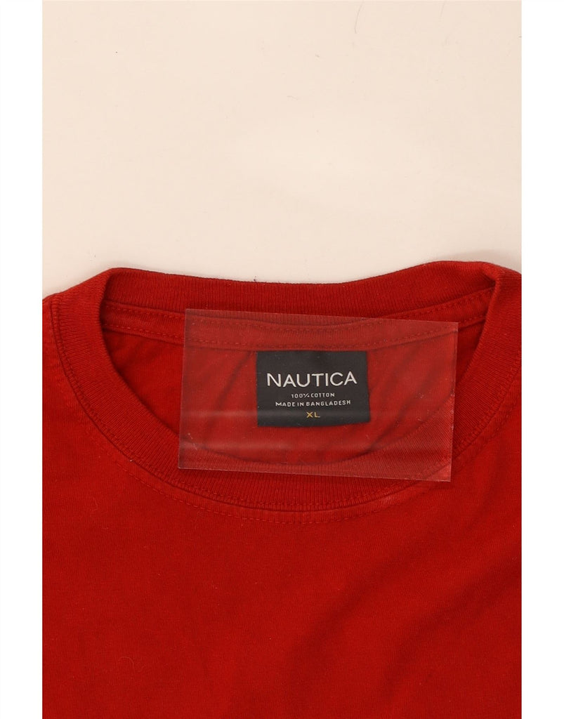 NAUTICA Mens Graphic T-Shirt Top XL Red Cotton Vintage Nautica and Second-Hand Nautica from Messina Hembry 