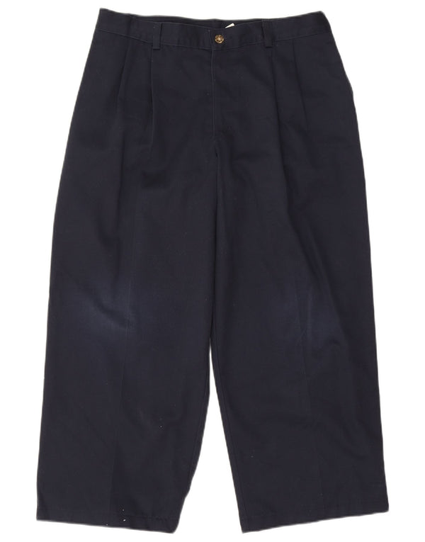 Izod Boys Husky Cropped Trousers 15-16 Years W32 L24 Navy Blue Cotton
