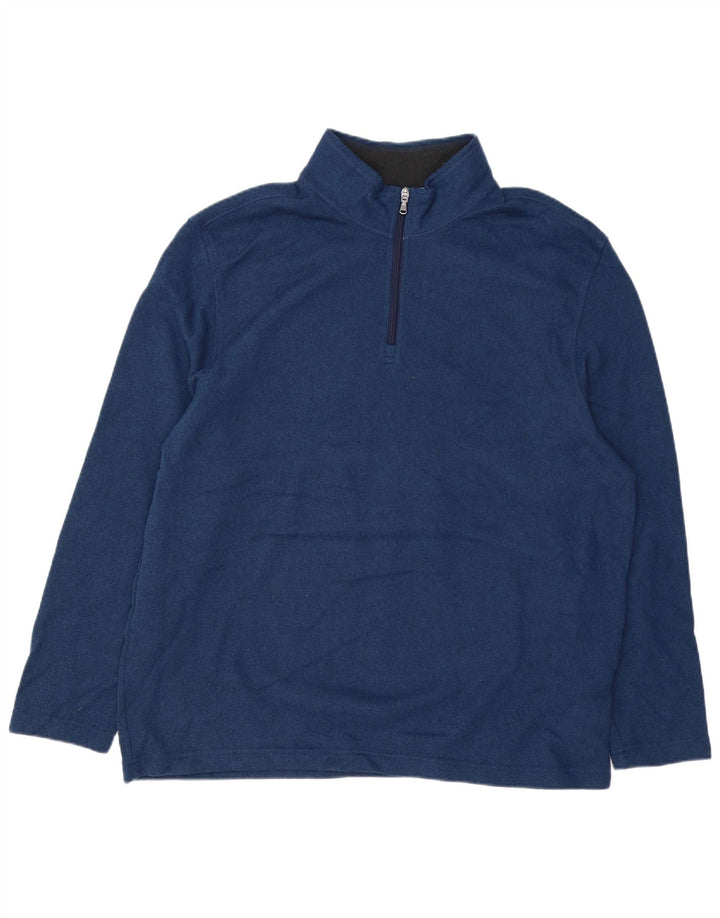 IZOD Mens Zip Neck Sweatshirt Jumper 2XL Navy Blue Flecked Polyester