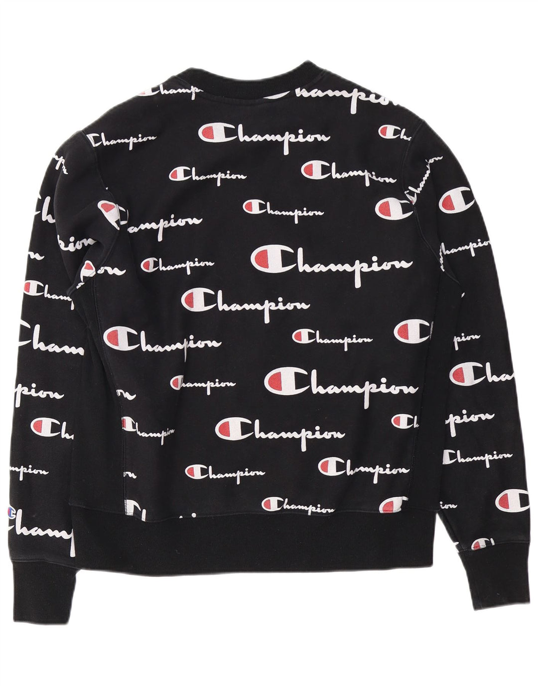 Champion Mens Graphic Sweatshirt Jumper Large Black Cotton