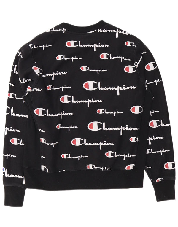 Champion Mens Graphic Sweatshirt Jumper Large Black Cotton