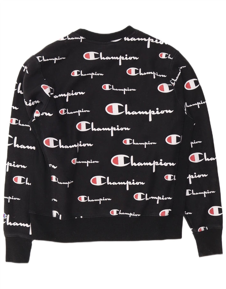Champion Mens Graphic Sweatshirt Jumper Large Black Cotton