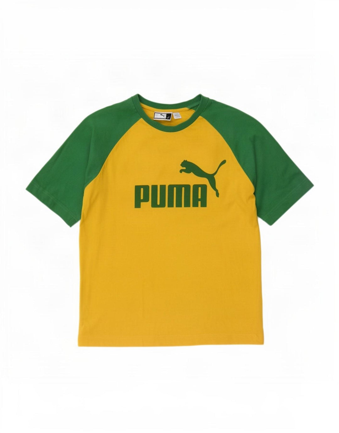 Puma Mens Graphic T-Shirt Top Small Yellow Colourblock