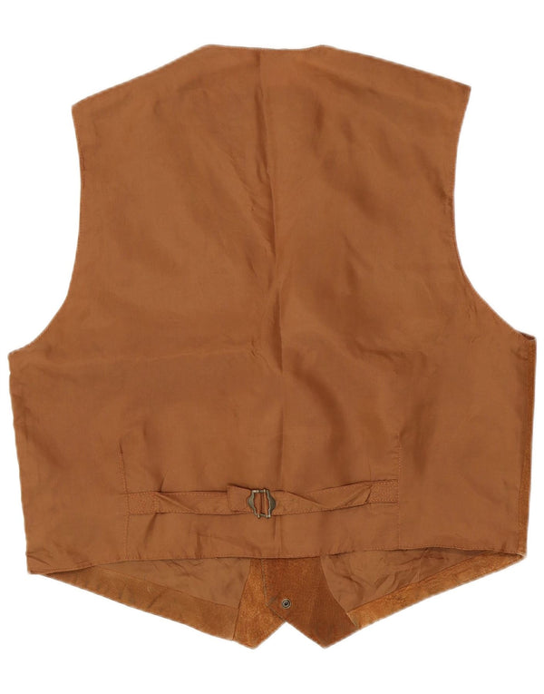John Monroe Mens Suede Waistcoat Large Brown Leather