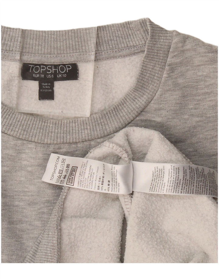 Topshop Womens Oversized Sweatshirt Jumper UK 10 Small  Grey Polyester