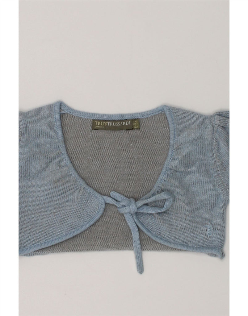 TRUSSARDI Baby Girls Bolero Cardigan Sweater 6-9 Months Blue Cashmere | Vintage Trussardi | Thrift | Second-Hand Trussardi | Used Clothing | Messina Hembry 