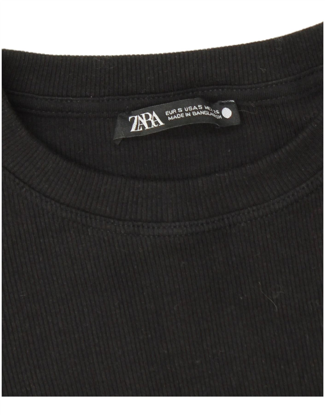 Zara Womens Crop Blouse Top UK 8 Small Black Cotton