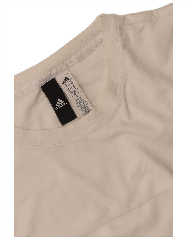 Adidas Mens T-Shirt Top Medium White Colourblock Cotton