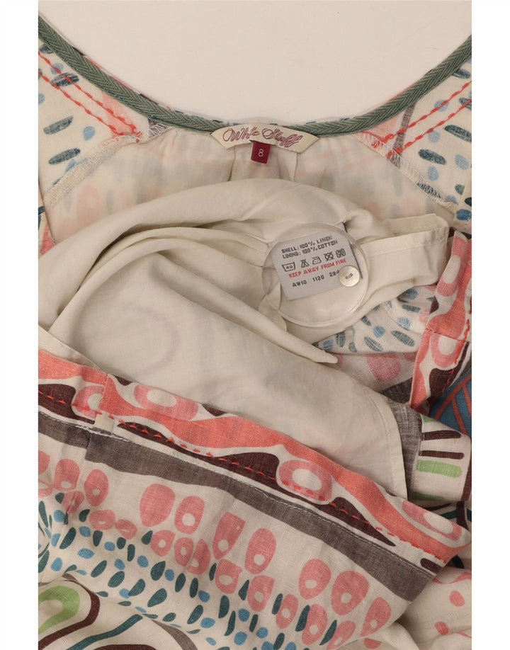 WHITE STUFF Womens Shift Dress UK 8 Small White Floral Linen