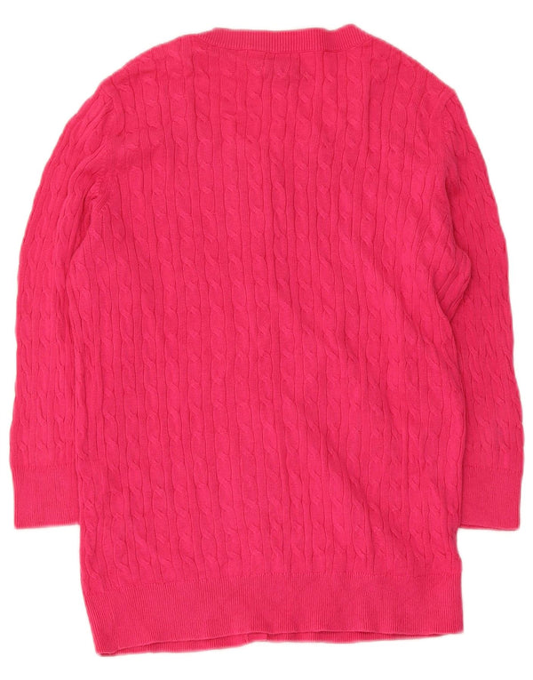 Tommy Hilfiger Womens 3/4 Sleeve Cardigan Sweater UK 12 Medium Pink Cotton