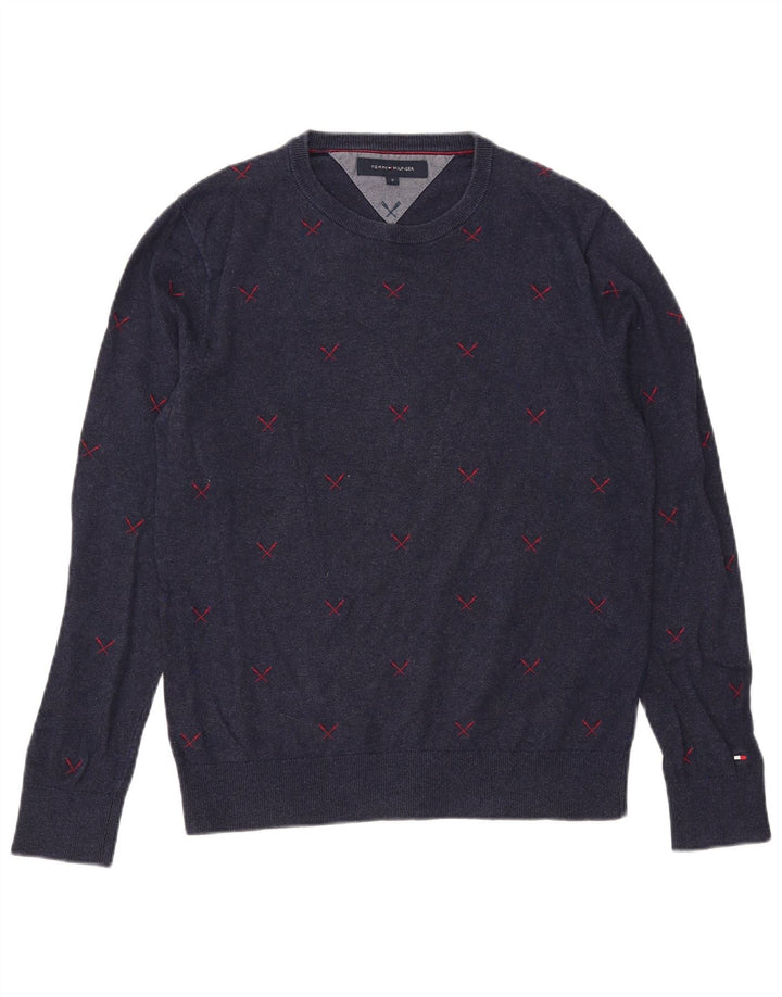 Tommy Hilfiger Mens Crew Neck Jumper Sweater Small Navy Blue Polyester