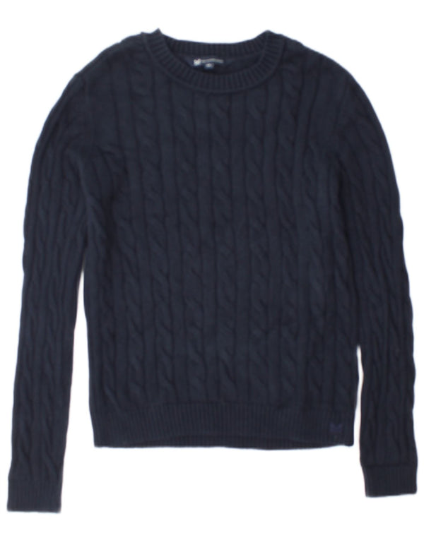 Crew Clothing Womens Boat Neck Jumper Sweater UK 14 Large Navy Blue Cotton