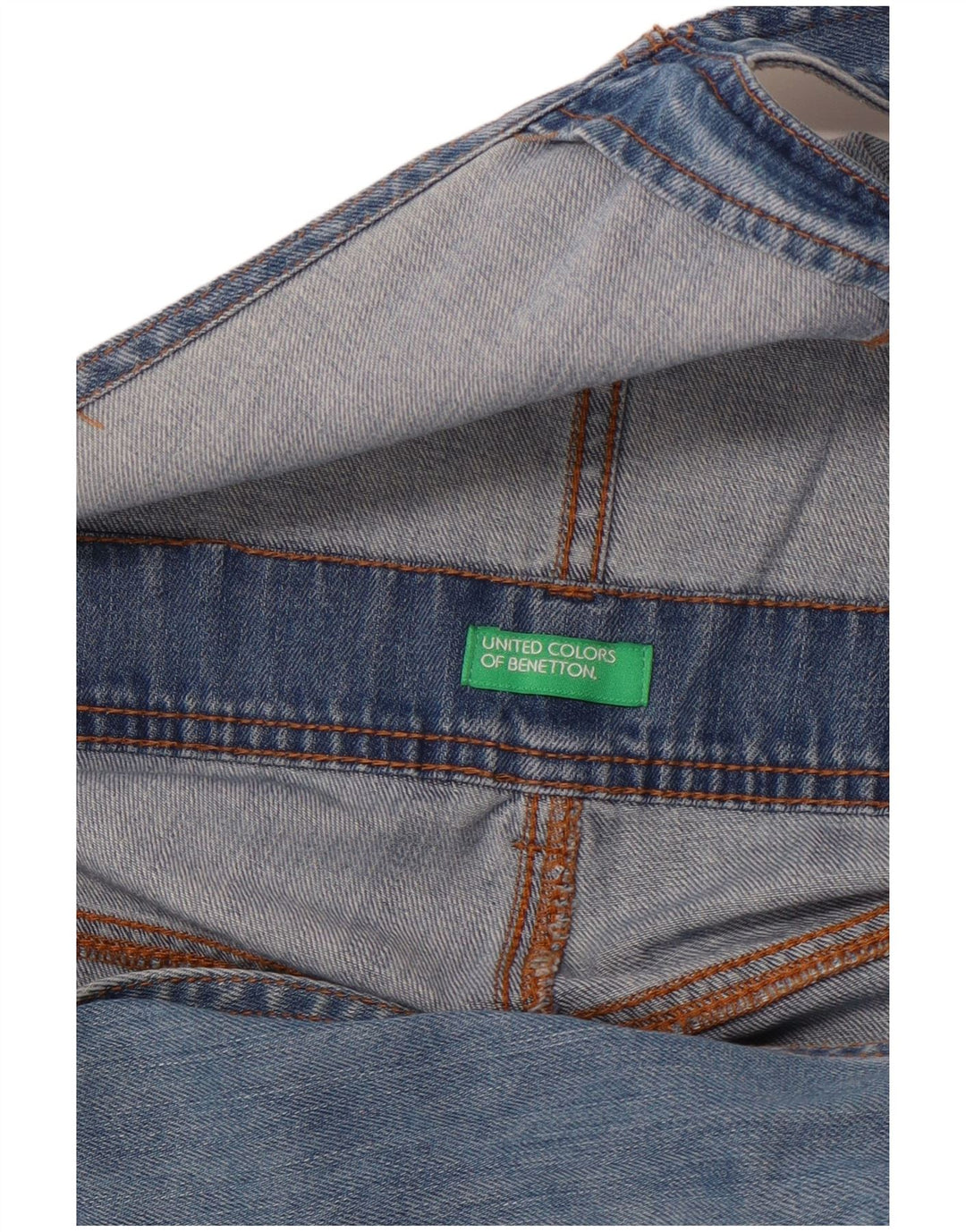 BENETTON Womens Distressed Dungarees Wide Leg Jeans W36 XL Blue